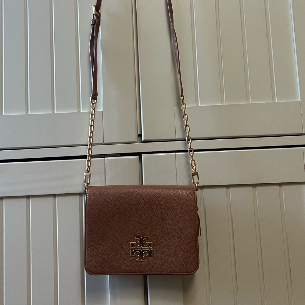 Tory Burch Tan Crossbody Bag with Gold Accents